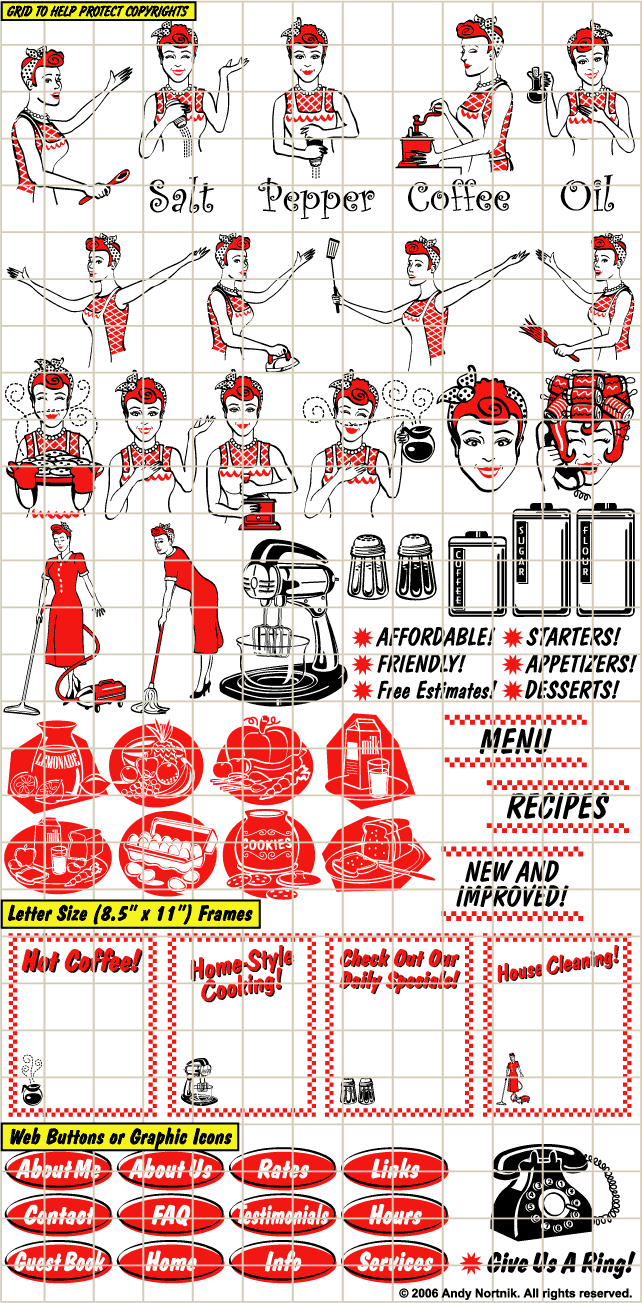 vintage clip art kitchen